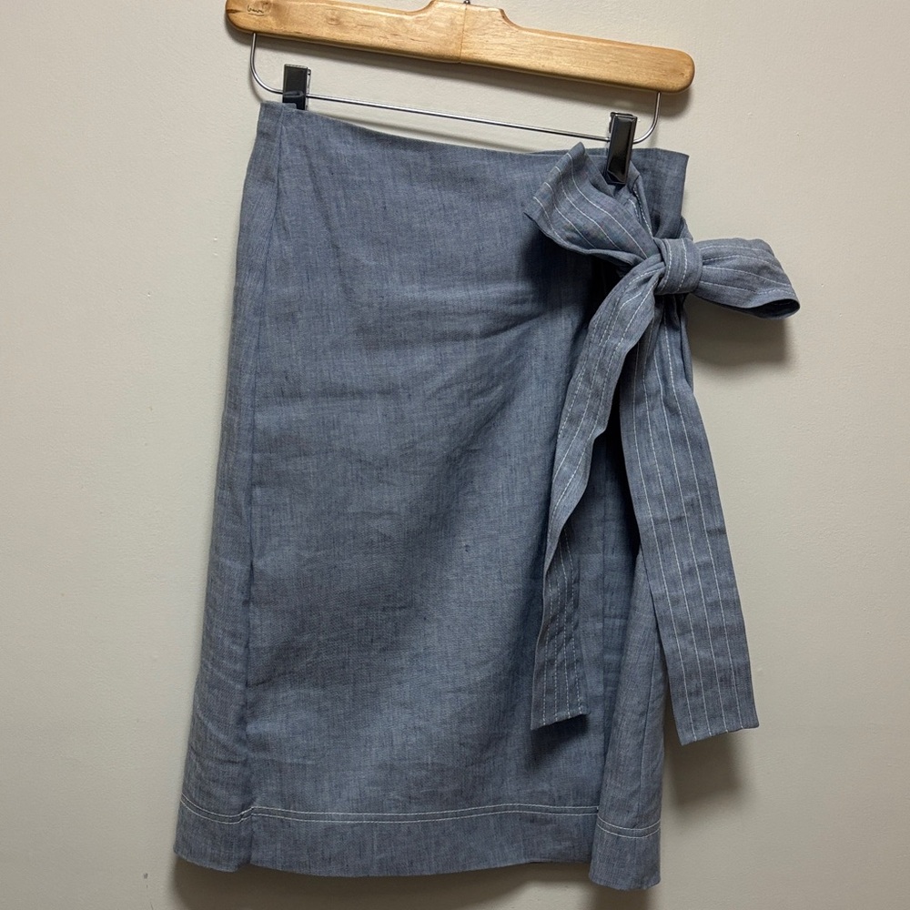 Halogen Denim Linen Wrap Skirt